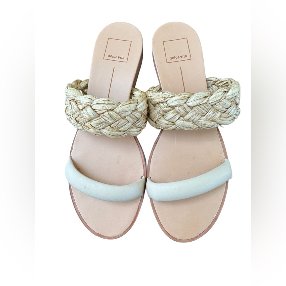 DOLCE VITA Natural Straw Raffia Slide/Sandals Women’s‎ Size 9 Beachy